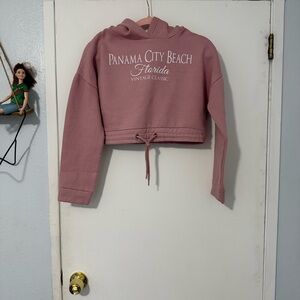 Pink Cropped Hoodie